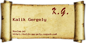 Kalik Gergely névjegykártya